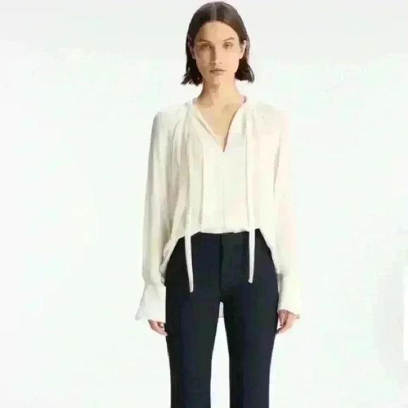 A.L.C. 100% SILKA CREAM TOP. Size 8 - Picture 1 of 7